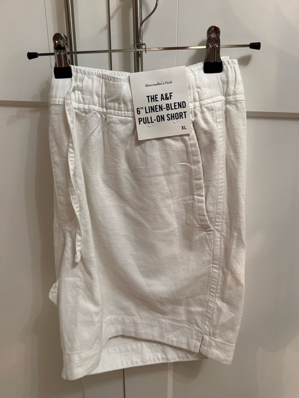 Abercrombie & Fitch Cream Linen-Blend Pull-On Shorts